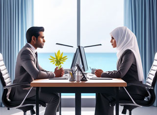 Two Maldivians at an office- AI generated